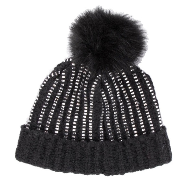 Firm$ Auth Moncler beanie with crystal and real fox fur pom—no offers please. - Picture 3 of 8